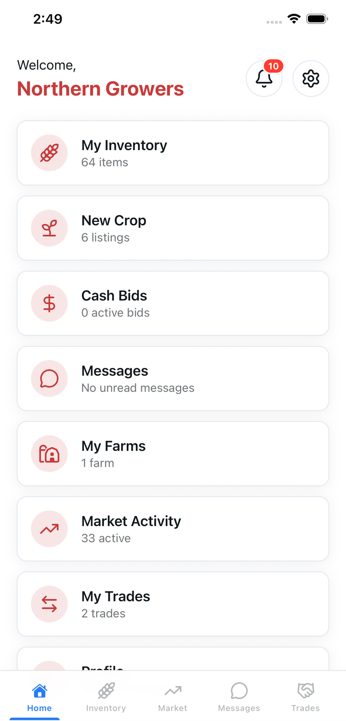 MGX Mobile App Home Screen